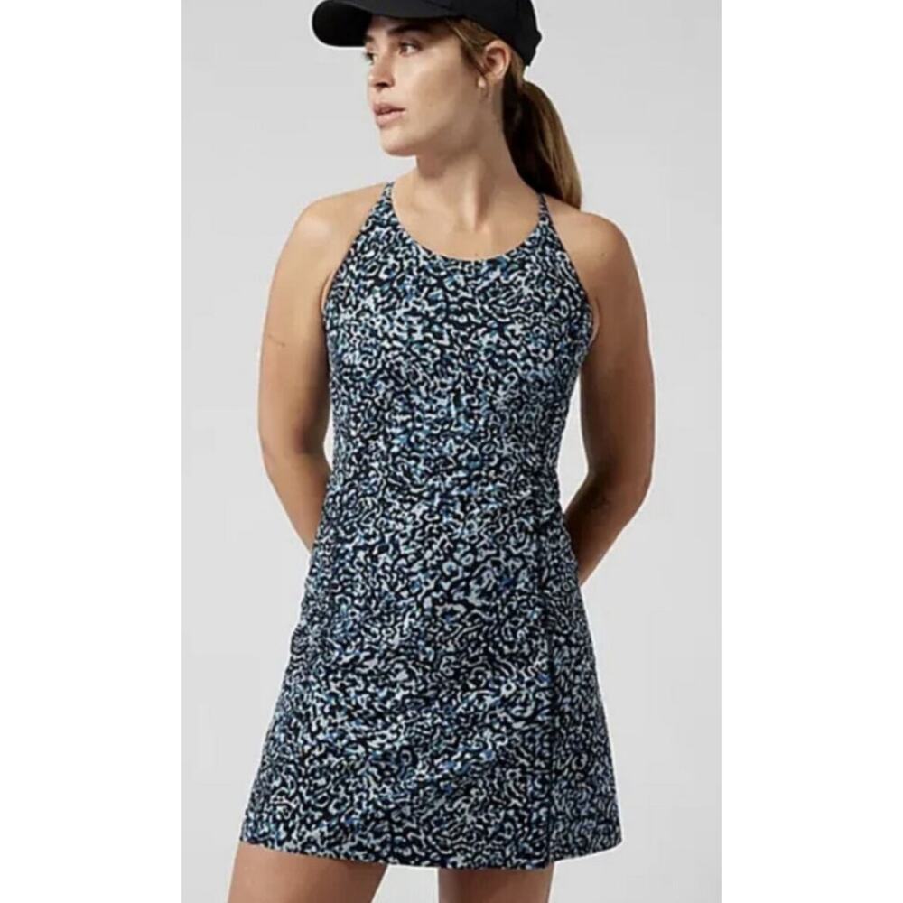 Athleta Blue and White Patterned Dress